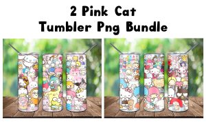 Bundle Pink Cat Tumbler Png