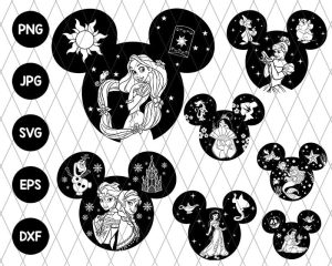 Bundle Princesses Mickey Head Svg File