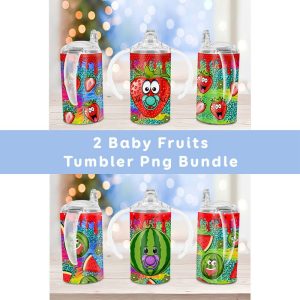 Bundle Strawberry And Watermelon Baby Sippy Cup Sublimation Design