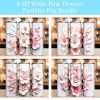 Bundle White Pink Flowers Tumbler Png