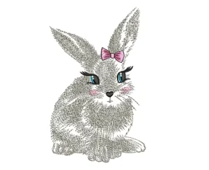 Bunny With A Bow 31 Embroidery Design