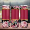 Burgundy Pink Flower Tumbler Png