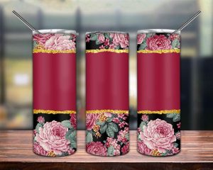 Burgundy Pink Flower Tumbler Png