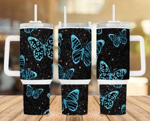 Butterflies Glitter 40 Oz 2 Piece Tumbler Wrap