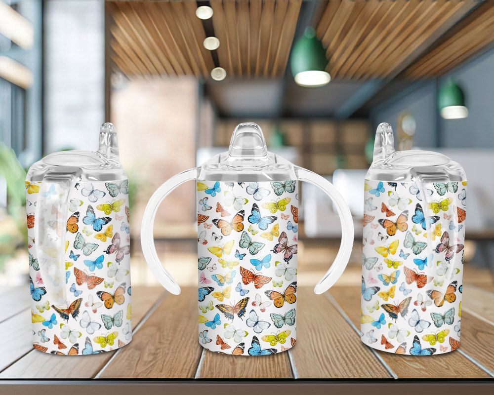 Butterflies Sippy Cup Sublimation Design Butterflies Sippy Cup Sublimation Design