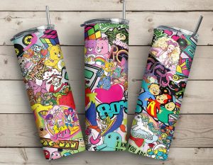 Cartoon 80s Tumbler Png 20oz Skinny Tumbler Png