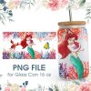 Cartoon Princess Ariel 16 Oz Glass Can Png File
