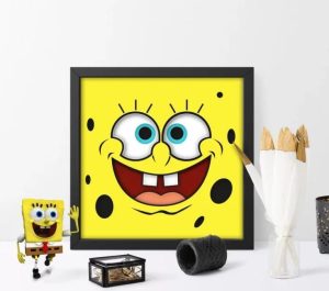 Cartoon Sponge Bob 3D Paper Cut Light Box Template
