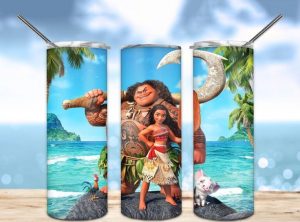 Cartoon Vaiana Moana Tumbler PNG, 20oz Skinny Tumbler PNG