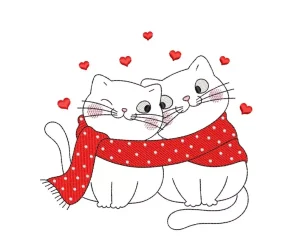 Cat In Love Embroidery Design 2
