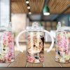 Cat Pink Rose Sippy Cup Sublimation Design