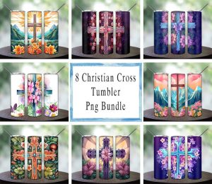 Christian Seamless Cross Bundle Tumbler Png