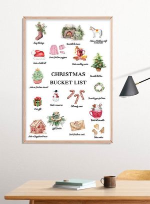 Christmas Bucket List Poster Print, Digital Poster Wall Art