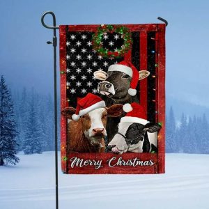 Christmas Cow Merry Christmas Garden Flag – 12×18 Garden Flag