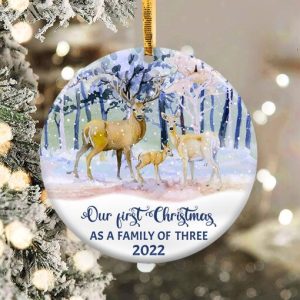 Christmas Deer Family of Three Ornament Png