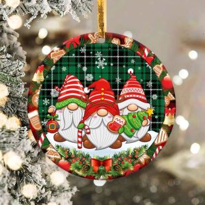 Christmas Gnomes Ornament Png, Round Christmas Ornament