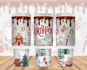 Christmas Hot Chocolate 40 Oz 2 Piece Tumbler Wrap