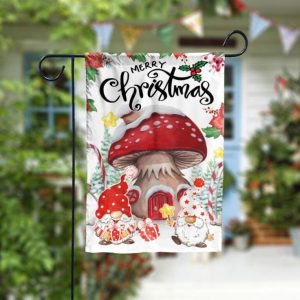 Christmas Mashroom and Gnome Garden Flag – 12×18 Garden Flag