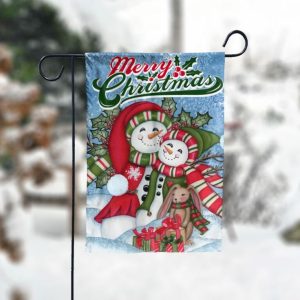 Christmas Snowman Couple Garden Flag – 12×18 Garden Flag