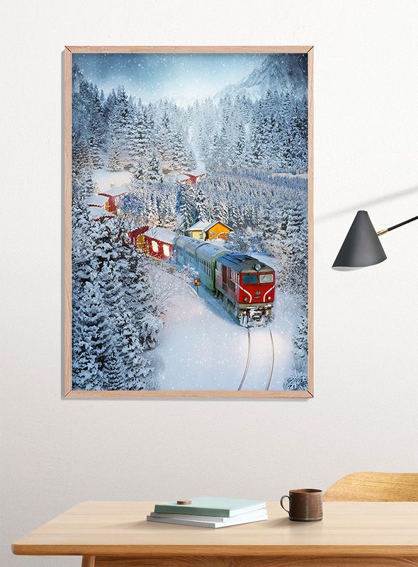 Christmas Train and Tree Poster Print, Digital Poster Wall Art Christmas Train and Tree Poster Print, Digital Poster Wall Art