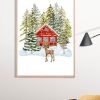 Christmas Winter Forest Poster Print, Digital Poster Wall Art