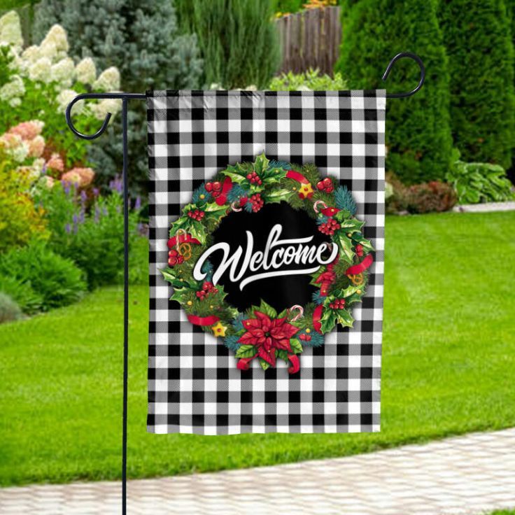 Christmas Wreath Welcome Garden Flag – 12×18 Garden Flag Christmas Wreath Welcome Garden Flag – 12×18 Garden Flag