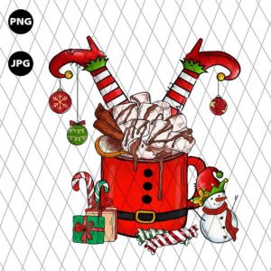 Coffee Cup Elf Christmas Png