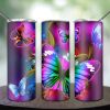 Colorful Butterfly Landscape Tumbler Png