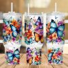 Colorful Floral Butterflies 40 Oz 2 Piece Tumbler Wrap