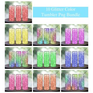 Colorful Glitter Bundle Tumbler Png