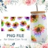 Colorful Sunflower 16 Oz Glass Can Png File