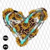 Cowhide Heart and Sunflower Png