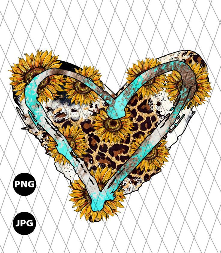 Cowhide Heart and Sunflower Png Cowhide Heart and Sunflower Png
