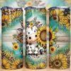 Cut Cow And Sunflowers Tumbler Png