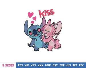 Cute Cartoon Couple Embroidery Design 2