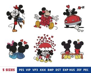 Cute Cartoon Couple Embroidery Design