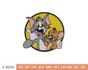Cute Cartoon Tom And Jerry Embroidery Design