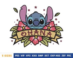 Cute Cartoon With Flowers Embroidery Design
