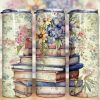 Cute Floral Books Tumbler Png