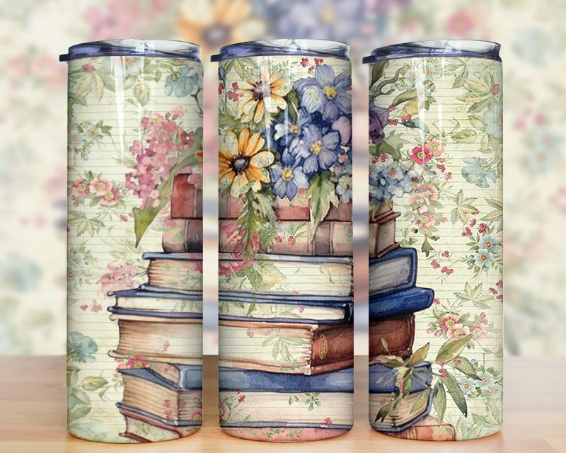 Cute Floral Books Tumbler Png Cute Floral Books Tumbler Png
