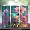 Cute Frog Colorful Flower Tumbler Png