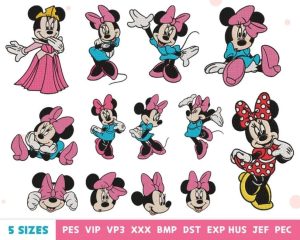 Cute Girl Minnie Mouse Embroidery Design