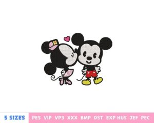 Cute Kawaii Mickey Couple Embroidery Design
