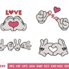 Cute Love Hand Gestures Embroidery Design