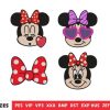 Cute Minnie Cartoon Faces Embroidery Design