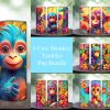 Cute Monkey Colorful Flowers Bundle Tumbler Png