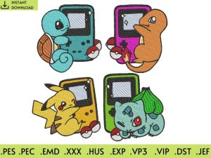 Cute Pokemon Embroidery Design