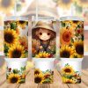 Cute Scarecrow Sunflowers 40 Oz 2 Piece Tumbler Wrap