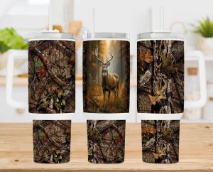 Deer Camo Forest 40 Oz 2 Piece Tumbler Wrap