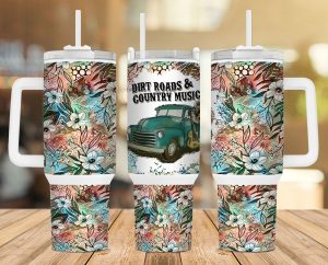 Dirt Roads And Country Music 40 Oz 2 Piece Tumbler Wrap